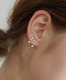 peopleterritory Unique Silk Sterling Silver Zircon Asymmetric Stud Earrings GH1032