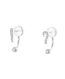 peopleterritory Unique Silk Sterling Silver Zircon Asymmetric Stud Earrings GH1032