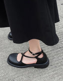 peopleterritory Cross Strap Round Toe Mary Jane Shoes