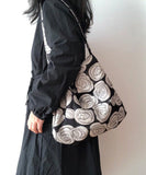 peopleterritory Vintage Black Rose Jacquard Organza Satchel Handbag LY1751