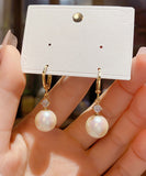 peopleterritory Vogue Gold Copper Overgild Zircon Pearl Drop Earrings KX1037