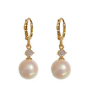 peopleterritory Vogue Gold Copper Overgild Zircon Pearl Drop Earrings KX1037