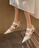 peopleterritory White Sandals Wedge Cowhide Leather Fashion Pointed Toe RT1086