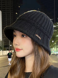 peopleterritory Pure Color Knitted Patch Warm Hat