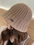 peopleterritory Pure Color Knitted Patch Warm Hat