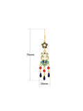 peopleterritory Women Jade Enamel Alloy Tassel Earrings