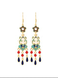 peopleterritory Women Jade Enamel Alloy Tassel Earrings