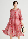 peopleterritory Women Pink O-Neck Embroideried Lace Dresses Two Piece Set Summer LY0026