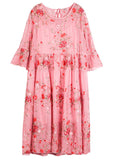 peopleterritory Women Pink O-Neck Embroideried Lace Dresses Two Piece Set Summer LY0026