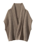 peopleterritory Solid Cashmere Knitted Shawl Cardigan