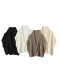 peopleterritory Solid Cashmere Knitted Shawl Cardigan