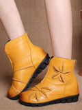 peopleterritory Women Leather Spliced Ankle Boots