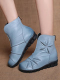 peopleterritory Women Leather Spliced Ankle Boots