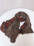 peopleterritory Women Plaid Spliced Cotton Scarf