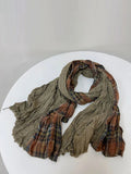 peopleterritory Women Plaid Spliced Cotton Scarf