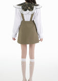 peopleterritory Women White Peter Pan Collar Shirts Tops And Skirts Cotton Two Pieces Set Spring LY0761