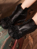 peopleterritory Women Leather Flower Spliced Ankle Boots