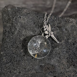 Vintage Dandelion Angel Time Gemstone Glass Pendant Necklace For Women