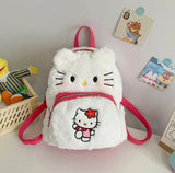 Kawaii Big Eye Black Plush Zipper Backpack Girl Cute Soft Accessories Zipper Bag Girls Big Capacity Birthday Gift