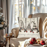 Farmhouse Christmas Pillow Covers Set, Rustic Country-Style Gnome Snowflake Tree Design, Hand Washable Polyester Throw Cushion Cases, Zipper Closure, for Sofa Couch Living Room Bedroom Decor - 2 Sizes (11.8"x19.7" & 17.7"x17.7") - Pack of 1