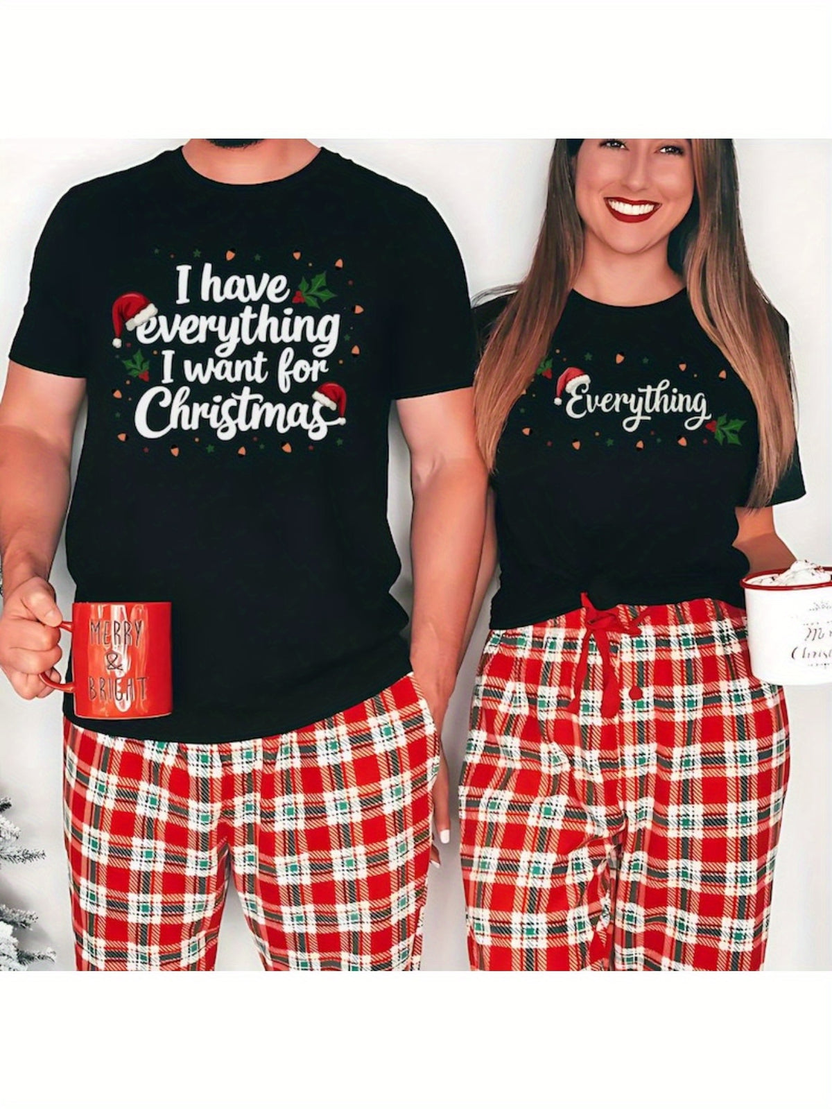 1pc I Have Everything I Want for Christmas Shirt, Funny Christmas Matching Shirts, Christmas Couple Shirt, Xmas Party Shirt, Matching Xmas Shirt 100% Cotton, Halloween Thanksgiving Christmas Gift for Men Women Family Friends