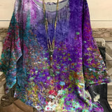 Plus Size Blouse - Relaxed Fit, Vibrant Tie Dye & Floral Print, Long Sleeve, Round Neck, Split Top - Designed for Curvy Women, Plus Size Fit