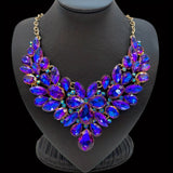 Iced Out Shiny Colorful Faux Crystal Bib Necklace Statement Zinc Alloy Neck Jewelry Accessories Party Ornament