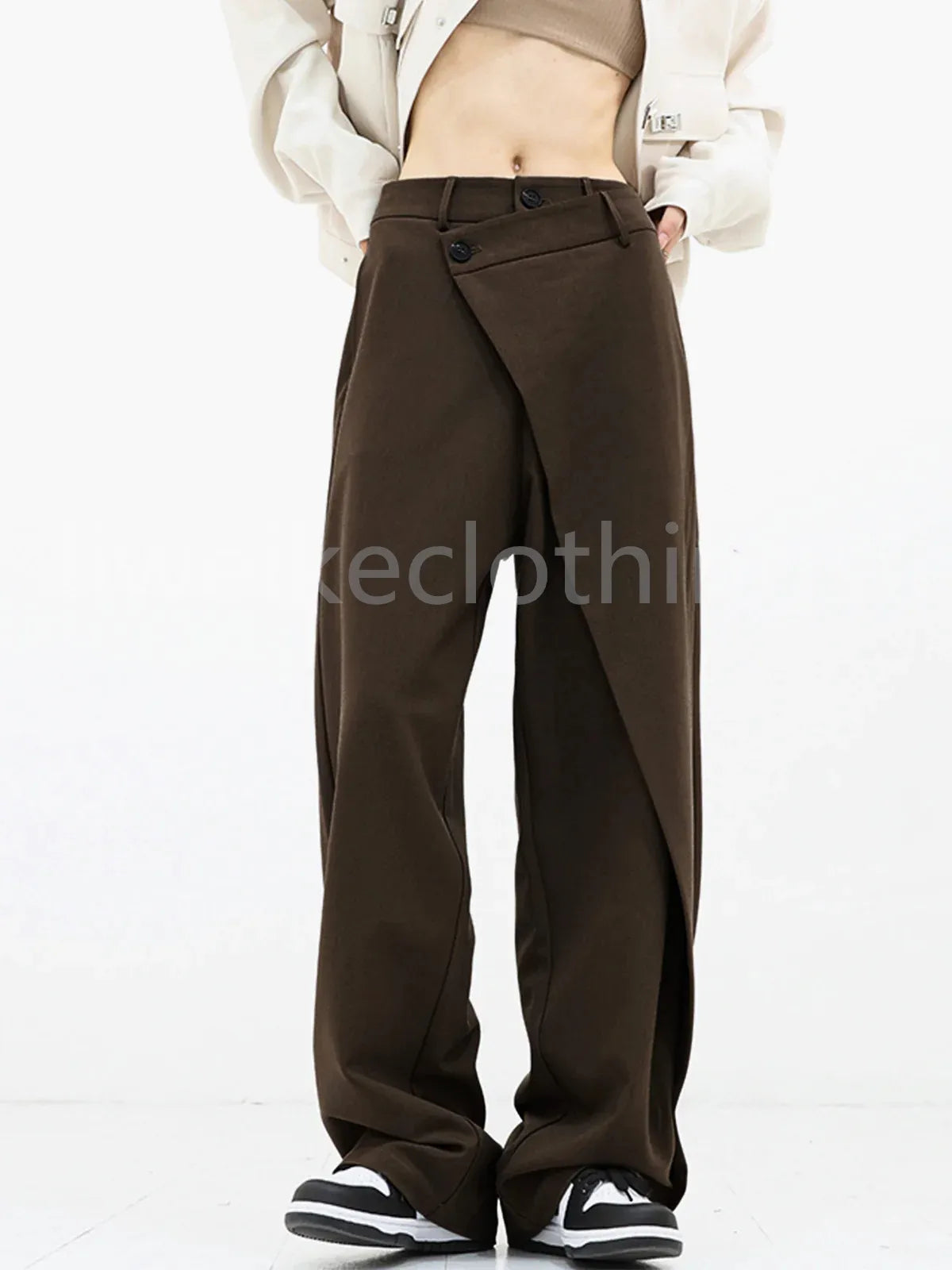 fall  fashion trends custom hoco Asymmetrical Layer Button Baggy Wide Leg Pants homecoming pants