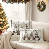 Farmhouse Christmas Pillow Covers Set, Rustic Country-Style Gnome Snowflake Tree Design, Hand Washable Polyester Throw Cushion Cases, Zipper Closure, for Sofa Couch Living Room Bedroom Decor - 2 Sizes (11.8"x19.7" & 17.7"x17.7") - Pack of 1