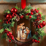 1 Piece Christmas Door Decoration Pendant, Red Berry Garland with Christmas Scene Props