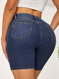 Chic Stretchable Denim Shorts for Women – Comfort Fit with Pockets, Ideal for Casual Summer Wear