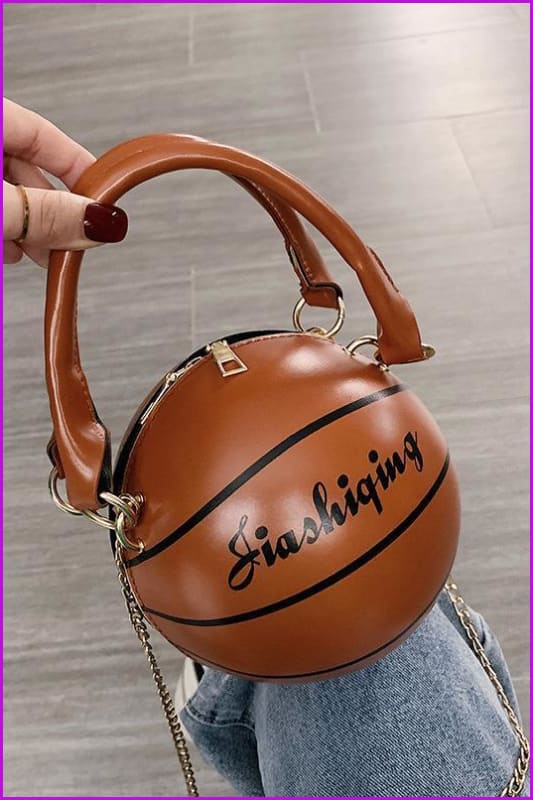 peopleterritory Basketball Shape Round Chain Crossbody Bags With Handle F685