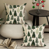 Christmas Tree Velvet Cushion Covers 2-Pack, Contemporary Style, Machine Washable, Festive Pattern, Zip Closure, for Living Room, Woven Polyester Fabric, Decorative One-Sided Print, 18x18 inches, Inserts Not Included