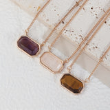 Natural Stone Pendant Necklace Simple Zinc Alloy Neck Chain Jewelry Suitable For Daily Wear