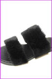 peopleterritory Black Causal Fur Slides F454