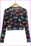 peopleterritory Butterfly Print See Through Women T-Shirt DB810