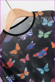 peopleterritory Butterfly Print See Through Women T-Shirt DB810