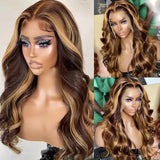 Brazilian human Hair Lace Frontal Wig Ash Brown Ombre Blonde Body Wave Glueless Wig Ready to Wear13x4 Synthetic