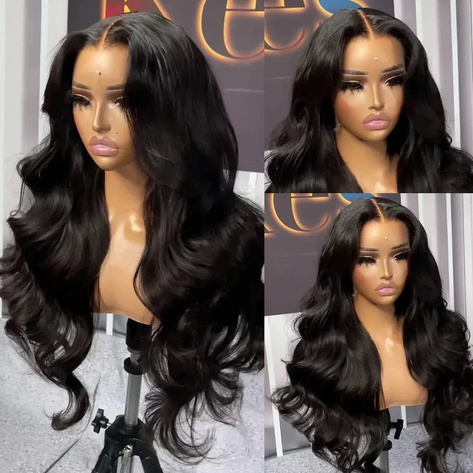 Brazilian Hair 30 40 Inch Body Wave 13x4 HD Transparent Lace Frontal Wig 360 Lace Front Wig Glueless Black Synthetic Closure Wig