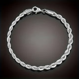 Unisex 925 Silver Plated Twisted Chain Set – Stylish Necklace & Bracelet Combo for Casual Elegance