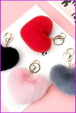 peopleterritory Colorful Heart Rabbit Fur Keychain DF029