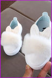 peopleterritory Cute Kids Toddler Rabbit Fur Fluffy Shoes