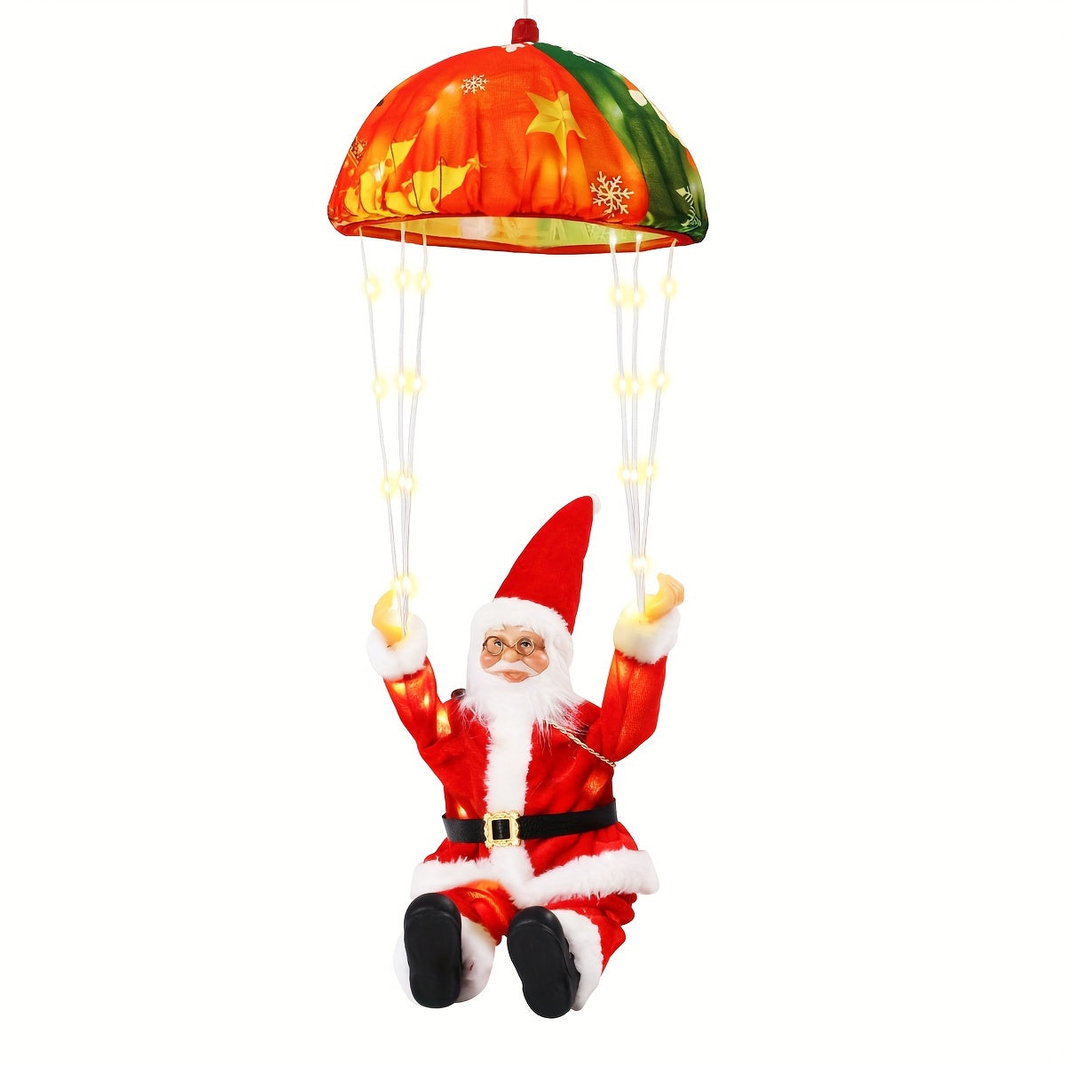 8 Modes Christmas Parachute Lights With Santa Claus, Hanging Red & Green Xmas Lights For Indoor Eave Balcony Roof - Holiday Decorative Lighting, Christmas Decorations Outdoor