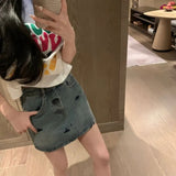 Summer new Europe and the United States tide embroidered letters foreign-style thin temperament high-waisted casual denim skirt female