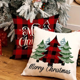 4-Pack Rustic Charm Christmas Throw Pillow Covers - Machine Washable, Reversible, and Zippered - 18x18 Inches Farmhouse Decor Polyester Pillowcases with Seasonal Trees, Truck, and Buffalo Plaid Design for Cozy Home Decor