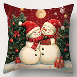 Contemporary Style Christmas Throw Cushion Covers Set of 4, Hand-Washable, Zippered, Woven Polyester Decorative Case for Sofa and Living Room, Festive Holiday Prints - 17.72x17.72 inches (No Insert)