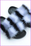 peopleterritory Double Belt Faux Fur Slides F989