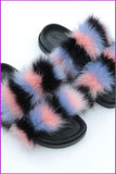 peopleterritory Double Belt Faux Fur Slides F989