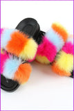 peopleterritory Double Belt Faux Fur Slides F989