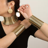 1 Choker + 1 Pair Of Earrings + 2 Bangle Tribal Jewelry Set Exaggerated Design Engagement/ Wedding Decor Party Accessories